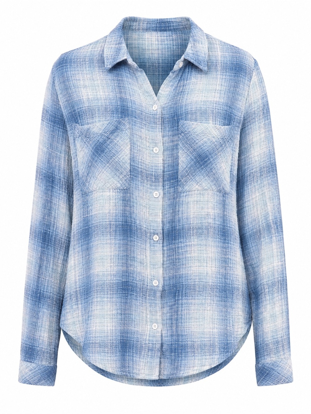 Bella Dahl blue plaid weave fabric button down, medium